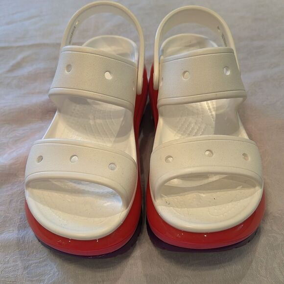Crocs Mega Crush Sandal Size 9 White Pink Purple Platform - Picture 2 of 11